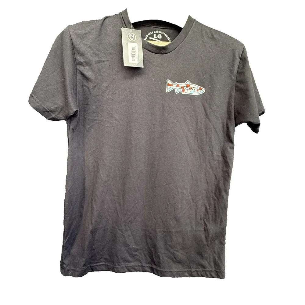 NWT STLHd Gear Sasquatch T-Shirt Mens L Black Bigfoot Fishing Trout Stained Glas - Picture 2 of 11